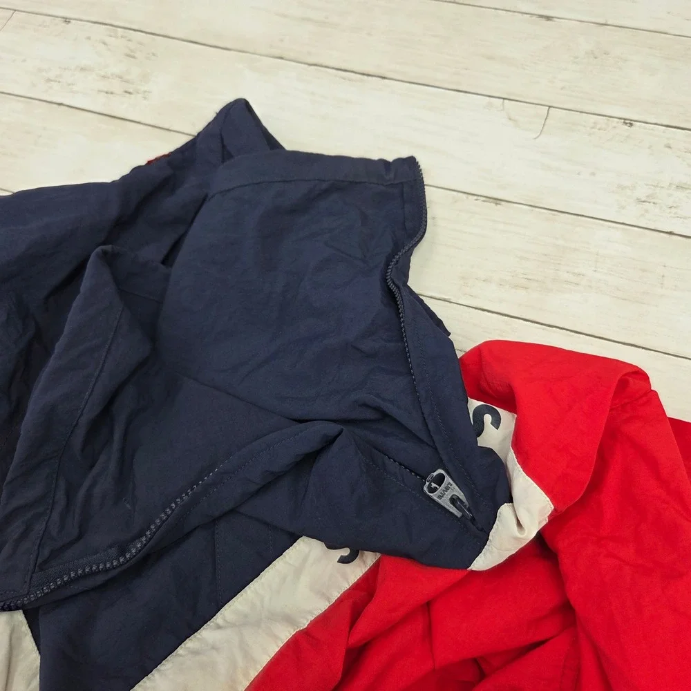 Levi's Colorblock Windbreaker Anorak Jacket Mens XL Red Navy Blue Half Zip Logo